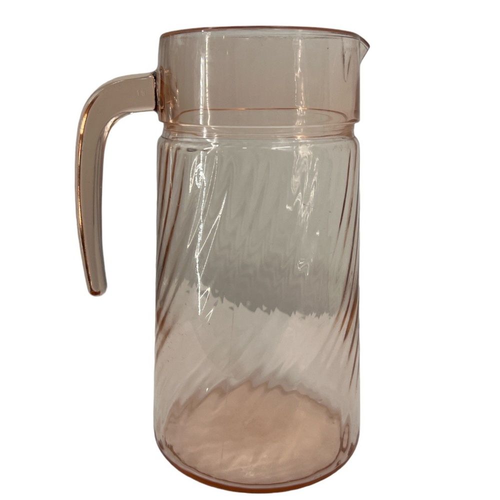 Arcuroc France pitcher Rosaline Pink Swirl Depression glass beverage container